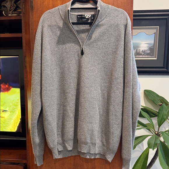 Saks Fifth Avenue Gray Zip-Up cashmere Sweater